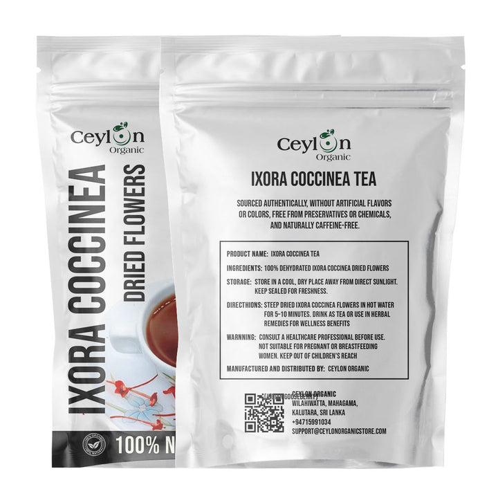 Ixora coccinea dried flowers, Rathmal, used in natural remedies and wellness teas