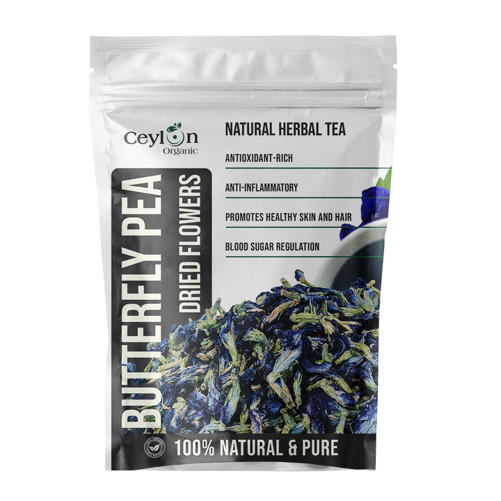 Blue tea flowers,Butterfly pea petals,Dried Clitoria ternatea flowers,Herbal tea ingredients,Natural food coloring flowers,Caffeine-free tea flowers,Butterfly pea flower powder (for cross-targeting)