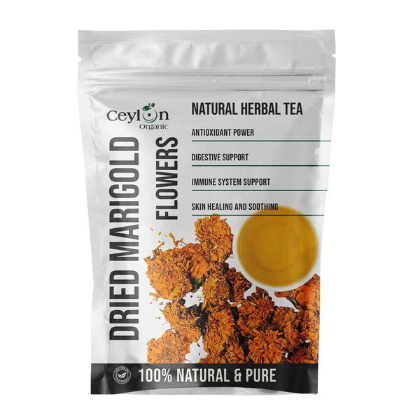 Premium marigold tea bags – soothing floral blend in eco-friendly packaging,Calendula flower tea packaging – natural herbal remedy for digestive support.
