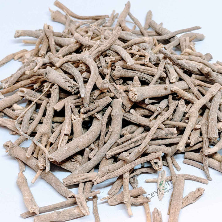 Ashwagandha root, an adaptogenic herb known for its potential stress-reducing and health-boosting properties.