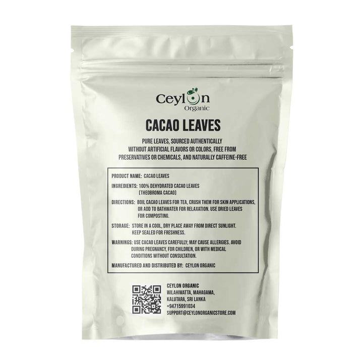 Cacao leaves, organic cacao leaves, herbal tea, natural wellness, antioxidant-rich leaves, cacao leaf benefits, sustainable cacao, digestive health, holistic health, cacao tea,Organic cacao leaves, ideal for herbal teas, offering natural antioxidants and wellness benefits, sustainably sourced for holistic health and digestive support.