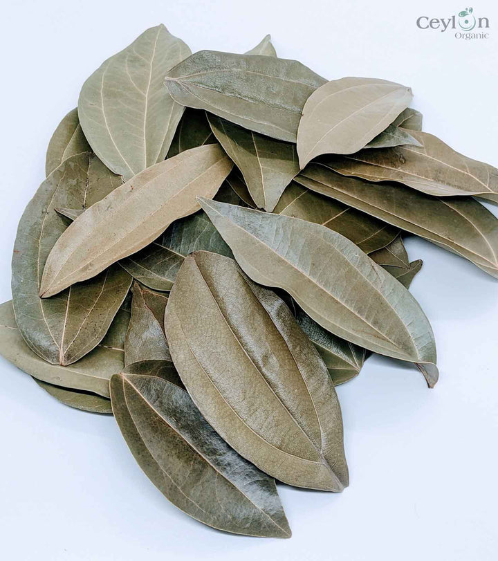  Fresh cinnamon leaves, vibrant green and ready to add sweet, spicy flavor to your dishes.