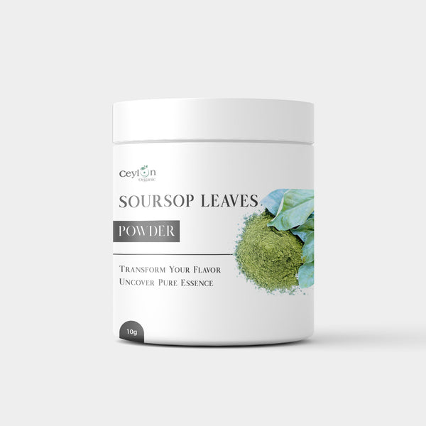 Organic dehydrated soursop leaves powder, finely ground for a rich and smooth tea experience.