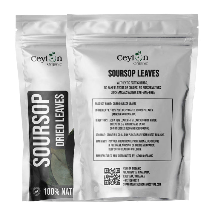 Two Bags of Ceylon Organic Dried Soursop Leaves