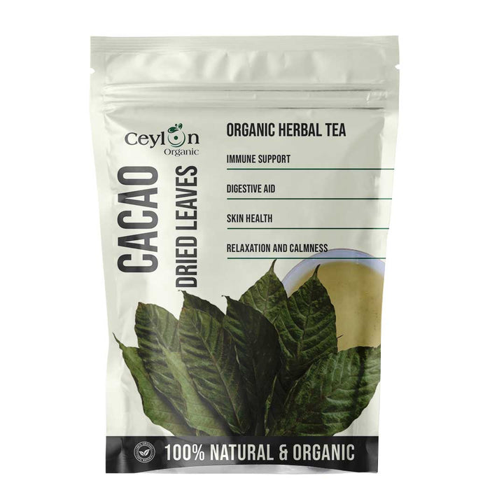 Cacao leaves, organic cacao leaves, herbal tea, natural wellness, antioxidant-rich leaves, cacao leaf benefits, sustainable cacao, digestive health, holistic health, cacao tea,Organic cacao leaves, ideal for herbal teas, offering natural antioxidants and wellness benefits, sustainably sourced for holistic health and digestive support.