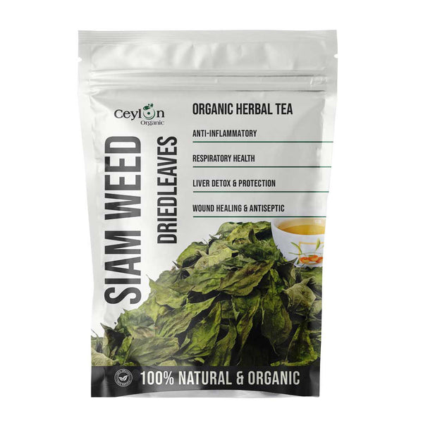 Siam weed leaves tea, a calming herbal infusion with natural detox benefits, ideal for boosting energy and maintaining wellness.