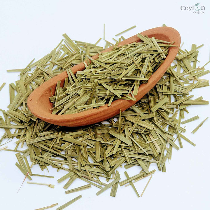Dried lemongrass stalks, offering a convenient way to preserve their flavor and aroma for use in teas, soups, and curries long after harvest.