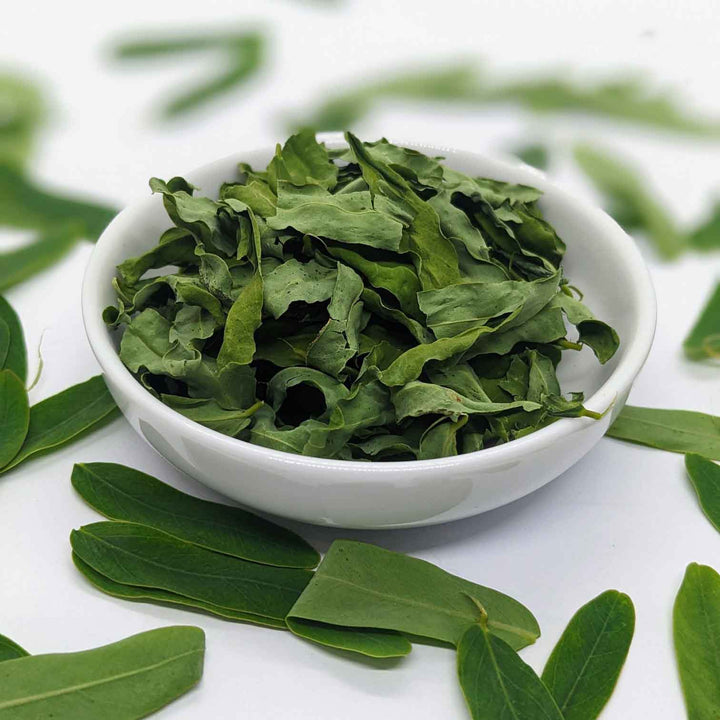 Moringa leaves dried into a powder. Moringa powder can be added to smoothies, yogurt, or oatmeal for a convenient way to consume moringa.