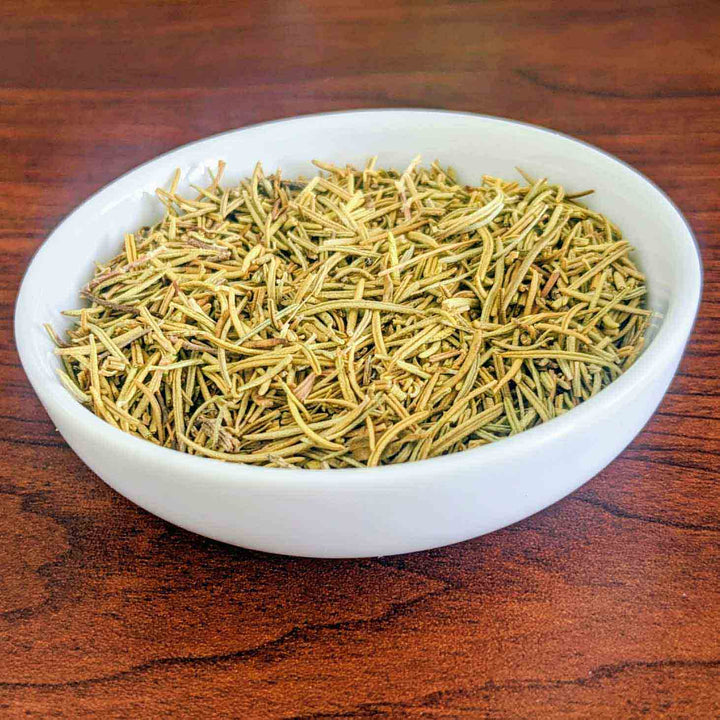 aromatic Mediterranean dried rosemary spice in a bowl